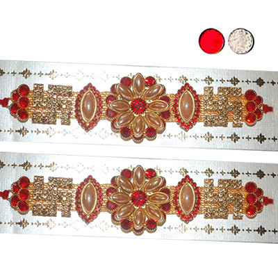 "Stone Studded Rakhi - SR-9240 A -code012- (2 RAKHIS) - Click here to View more details about this Product